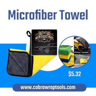 Microfiber Towel
#cobra #CobraWrapTools #Tools #toolkit #microfibertowel #microfiber 

Most of us know the benefits of microfiber towels, and this amazingly soft Microfiber Towel 400mmx300mm holds up to seven times its weight in water. Oversized, it cleans and dries larger areas without leaving any scratches or marks. It comes in a bright green, yellow and blue color scheme to prevent it getting lost in the shop. Just spread it over the surface, drag it smoothly and see water eliminated instantly. Amazingly soft and absorbent, it is the oversized cloth you’ve been seeking to provide you with the best results. Machine washable, it requires special care to maintain its remarkable performance.

Features:
Amazing softness
Super absorbent fibers
Holds 7 times its weight in water
Super large wash and dry more area faster
Cleans as it dries, safe on all surfaces
Leaves no scratch in cleaning process
Specifications:
Item name:large microfiber drying towel
Material: 80% polyester & 20% polyamide
Color:yellow, Green and Blue
Item size: approx 300mmx400mm
How to use:
Spread the towel over the surface or fold it. Drag over flat ares as hood and roof to remove bulk of water. Use a circular motion to remove remaing water from back and sides of vehicle. Wring out excess water as needed.
Care Instrustions:
Machine or hand wash in cold water.
Can be machine dried on low heat.
Do not use dryer sheets as it can clog the fibers.
Do not dry with other producing fabrics.