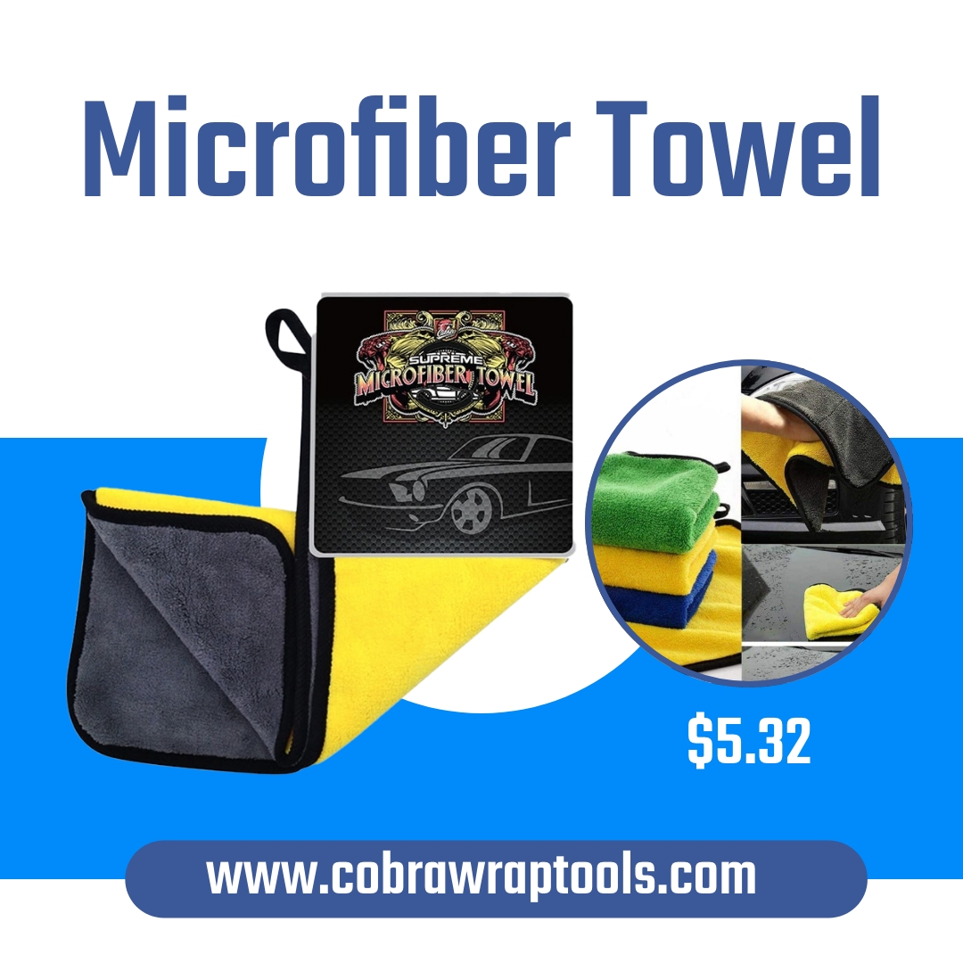 Microfiber Towel
#cobra #CobraWrapTools #Tools #toolkit #microfibertowel #microfiber
Most of us know the benefits of microfiber towels, and this amazingly soft Microfiber Towel 400mmx300mm holds up to seven times its weight in water. Oversized, it cleans and dries larger areas without leaving any scratches or marks. It comes in a bright green, yellow and blue color scheme to prevent it getting lost in the shop. Just spread it over the surface, drag it smoothly and see water eliminated instantly. Amazingly soft and absorbent, it is the oversized cloth you’ve been seeking to provide you with the best results. Machine washable, it requires special care to maintain its remarkable performance.
Features:
Amazing softness
Super absorbent fibers
Holds 7 times its weight in water
Super large wash and dry more area faster
Cleans as it dries, safe on all surfaces
Leaves no scratch in cleaning process
Specifications:
Item name:large microfiber drying towel
Material: 80% polyester & 20% polyamide
Color:yellow, Green and Blue
Item size: approx 300mmx400mm
How to use:
Spread the towel over the surface or fold it. Drag over flat ares as hood and roof to remove bulk of water. Use a circular motion to remove remaing water from back and sides of vehicle. Wring out excess water as needed.
Care Instrustions:
Machine or hand wash in cold water.
Can be machine dried on low heat.
Do not use dryer sheets as it can clog the fibers.
Do not dry with other producing fabrics.