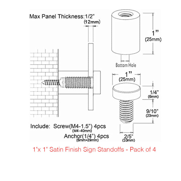 Sign Standoffs Aluminum & Stainless Steel Wall Mounting Hardware in USA