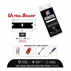 Cobra Single Edge Ultra Sharp Razor Blades-100Qty/Pack