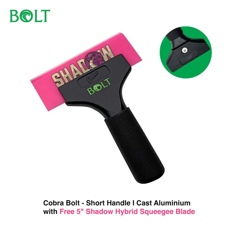 Cobra Bolt – Cast Aluminium Short Handle  with 5” Free Shadow Hybrid Squeegee Blade
