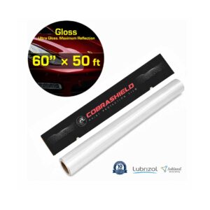 COBRASHIELD Gloss Paint Protection Film | Ultra Gloss. Maximum Reflection | 60" × 50 ft | 7.5mil | 10 years | Self Healing, Hydrophobic